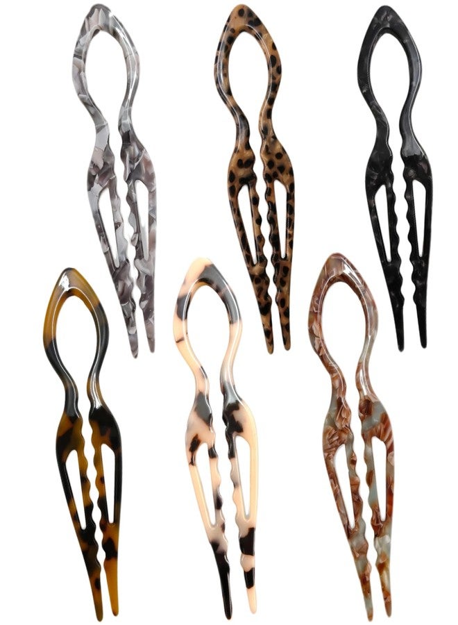 Jimmidy Hair Pins,French U-Shaped Hair Pin 6Pack Elegant Women Hair Accessories Suitable for Thick or Thin Hair (Light red, Black, Khaki,Black,Light gray,Reddish brown) - Image 1